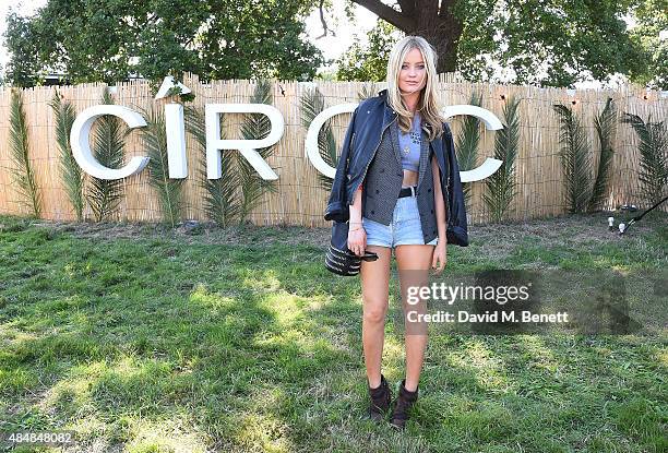 Laura Whitmore attends day one of CIROC & MAHIKI backstage at V Festival at Hylands Park on August 22, 2015 in Chelmsford, England.