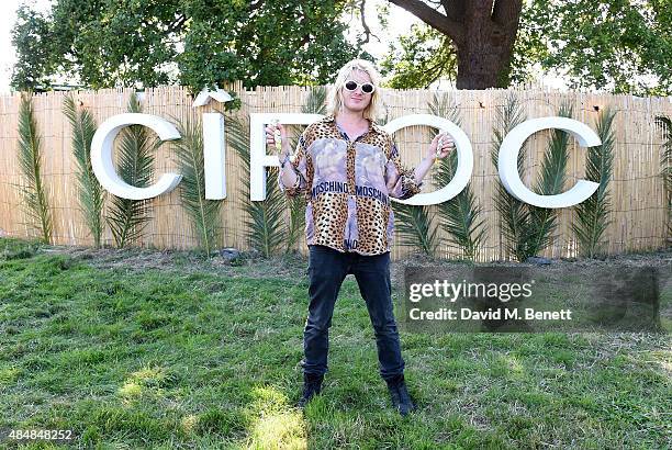 Jewellery designer Dominic Jones attends day one of CIROC & MAHIKI backstage at V Festival at Hylands Park on August 22, 2015 in Chelmsford, England.