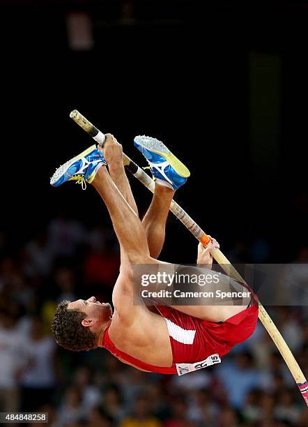 Brad Walker of the United States competes in the Men's Pole Vault qualification during day one of the 15th IAAF World Athletics Championships Beijing...