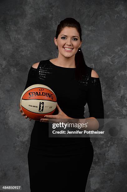 The number six overall pick Stefanie Dolson of the Washington Mystics poses for a portrait during the 2014 WNBA Draft Presented By State Farm on...