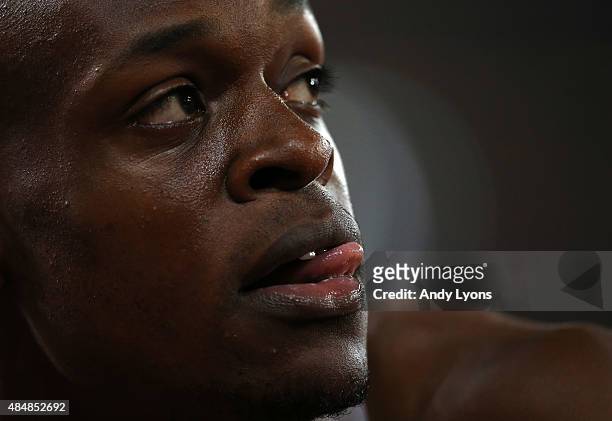 James Dasaolu of Great Britain looks on after the Men's 100 metres heats during day one of the 15th IAAF World Athletics Championships Beijing 2015...