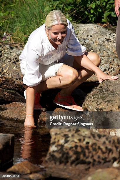 Crown Princess Mette-Marit of Norway takes Part in Climate Pilgrimage on August 22, 2015 in Halden, Norway.