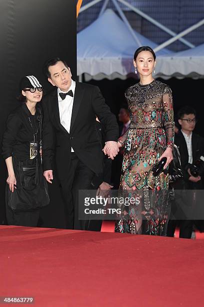 Anthony Wong and Isabella Leung attend the 33rd Hong Kong Film Awards red carpet on Sunday April 13,2014 in Hong Kong,China.