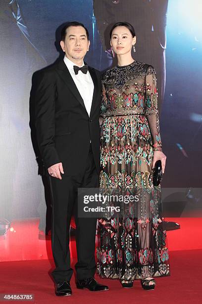 Anthony Wong and Isabella Leung attend the 33rd Hong Kong Film Awards red carpet on Sunday April 13,2014 in Hong Kong,China.