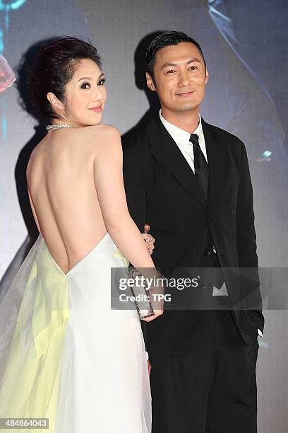 Miriam Yeung and Shawn Yue attend the 33rd Hong Kong Film Awards red carpet on Sunday April 13,2014 in Hong Kong,China.