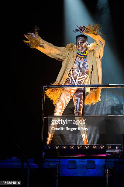 Grace Jones performs onstage during the Afropunk Fancy Ball at Commodore Barry Park on August 21, 2015 in Brooklyn, New York.