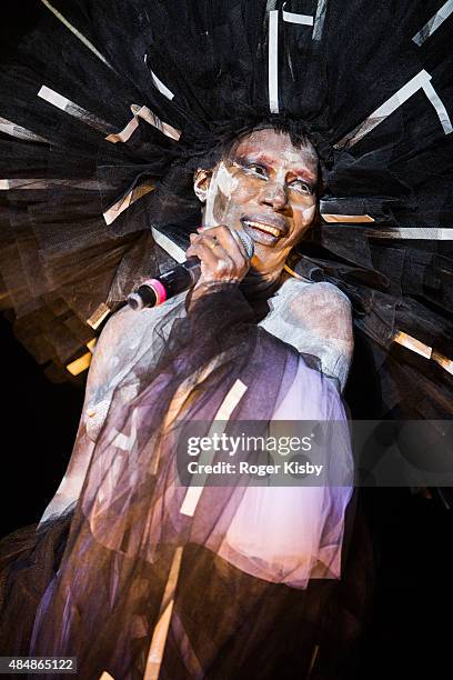 Grace Jones performs onstage during the Afropunk Fancy Ball at Commodore Barry Park on August 21, 2015 in Brooklyn, New York.