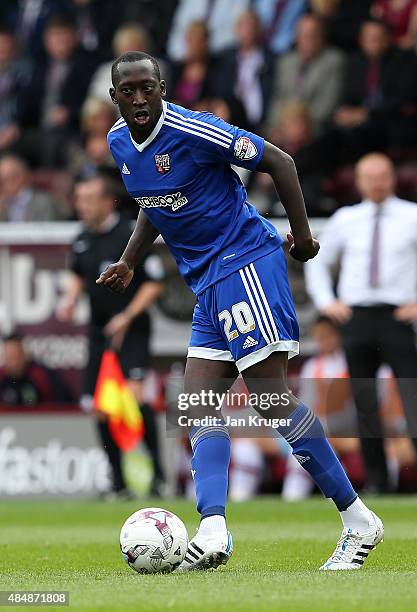 Toumani Diagouraga of Brentford during the Sky Bet Championship match between Burnley and Brentford at Turf Moor on August 22, 2015 in Burnley,...