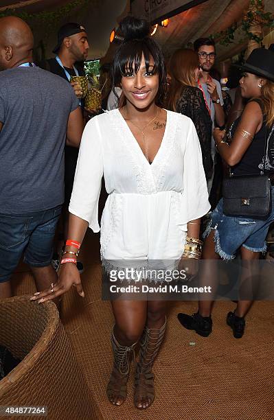 Alexandra Burke attends day one of CIROC & MAHIKI backstage at V Festival at Hylands Park on August 22, 2015 in Chelmsford, England.