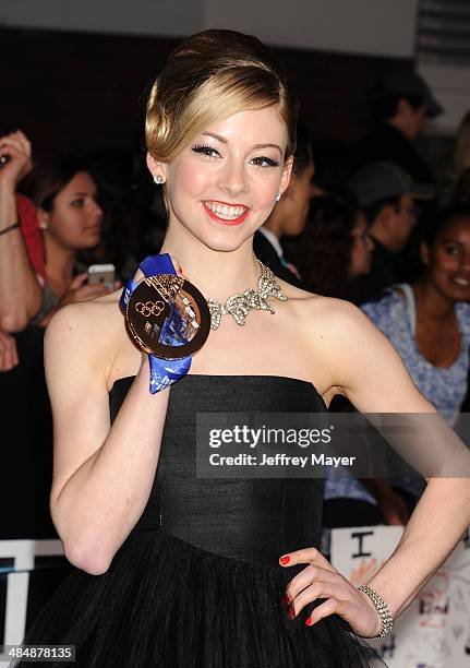 Olympian Gracie Gold arrives at the Los Angeles premiere of 'Divergent' at Regency Bruin Theatre on March 18, 2014 in Los Angeles, California.