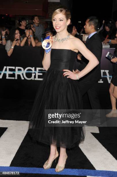 Olympian Gracie Gold arrives at the Los Angeles premiere of 'Divergent' at Regency Bruin Theatre on March 18, 2014 in Los Angeles, California.