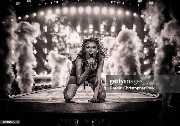 Singer-songwriter Taylor Swift onstage during The 1989 World Tour Live In Los Angeles at Staples Center on August 21, 2015 in Los Angeles, California.