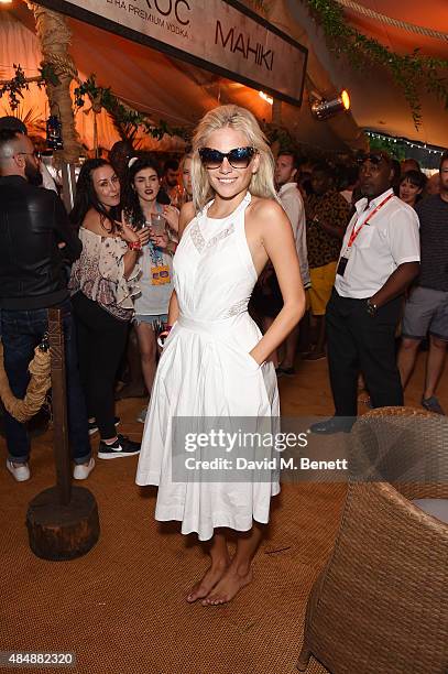 Pixie Lott attends day one of CIROC & MAHIKI backstage at V Festival at Hylands Park on August 22, 2015 in Chelmsford, England.