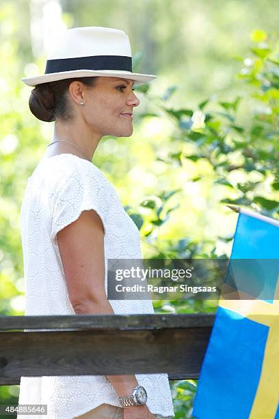 Crown Princess Victoria of Sweden takes part in Climate Pilgrimage on August 22, 2015 in Halden, Norway.