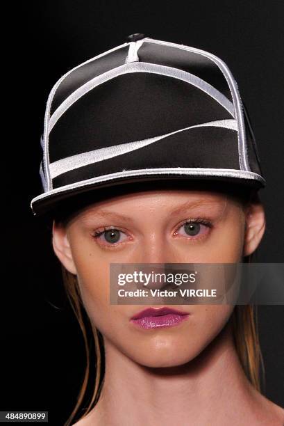 Model walks the runway during the Coca Cola Clothing Fashion show at Rio de Janeiro Fashion Week Spring Summer 2014/2015 on April 9, 2014 in Rio de...