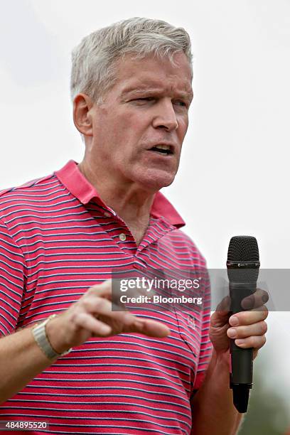 Mark Everson, former commissioner of the U.S. Internal Revenue Service and 2016 Republican presidential candidate, speaks at the Iowa State Fair...