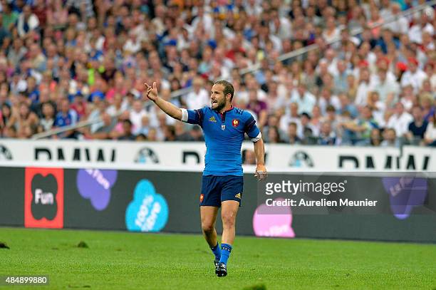 Frederic Michalak of France reacts during the International friendly match between France and England at Stade de France on August 22, 2015 in Paris,...