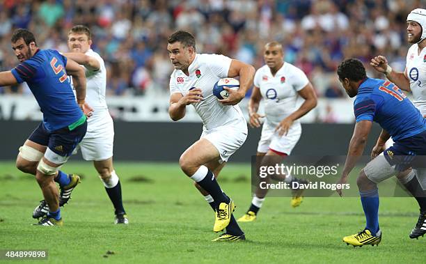 Nick Easter of England breaks with the ball during the International match between France and England at Stade de France on August 22, 2015 in Paris,...