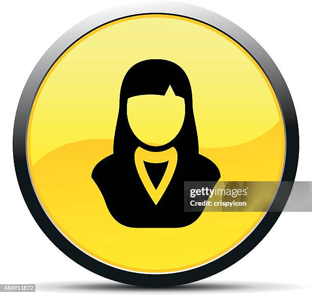 businesswoman icon on a round button. - vice president stock illustrations