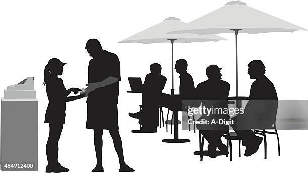 paying the waitress - patio stock illustrations