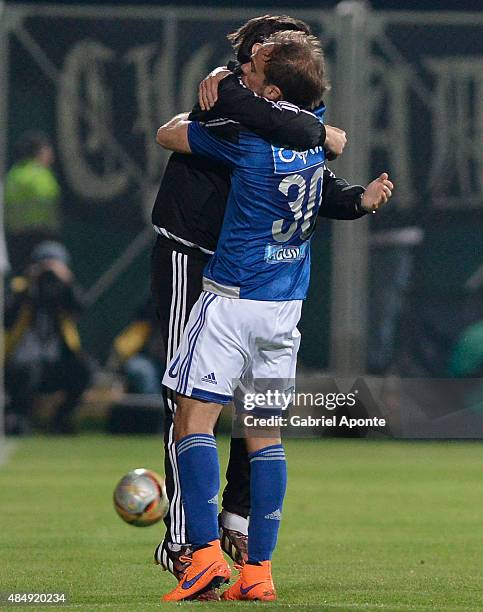 Federico Insua of Millonarios celebrates after scoring the first goal of his team during a match between La Equidad and Millonarios as part of 8th...