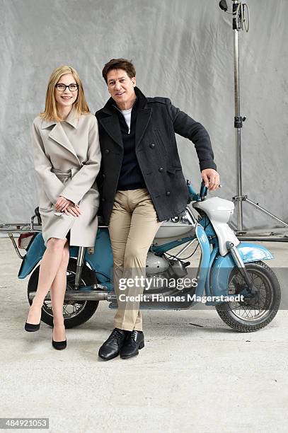 Actress Nora von Waldstaetten and Tobias Moretti attend 'Das ewige Leben' Set Visit on April 15, 2014 in Munich, Germany.