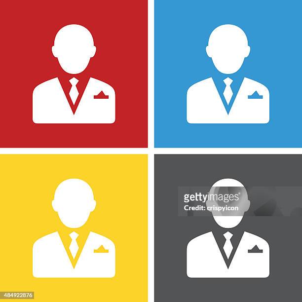 businessman icon on square buttons. - vice president stock illustrations