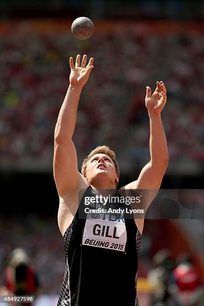 Jacko Gill of New Zealand competes in the Men's Shot Put qualification during day two of the 15th IAAF World Athletics Championships Beijing 2015 at...