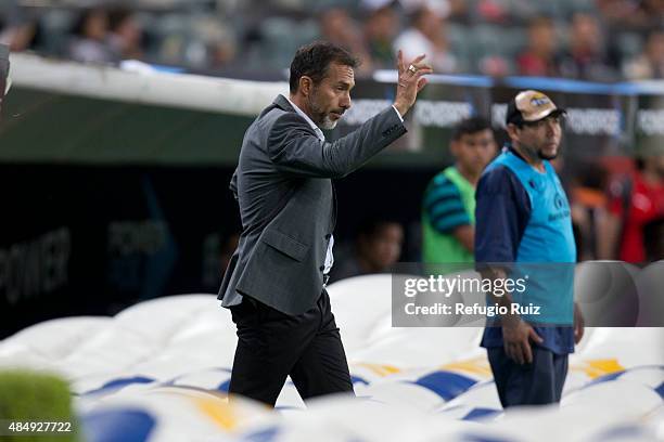 Gustavo Matosas coach of Atlas leaves the field after a 6th round match between Atlas and Toluca as part of the Apertura 2015 Liga MX at Jalisco...