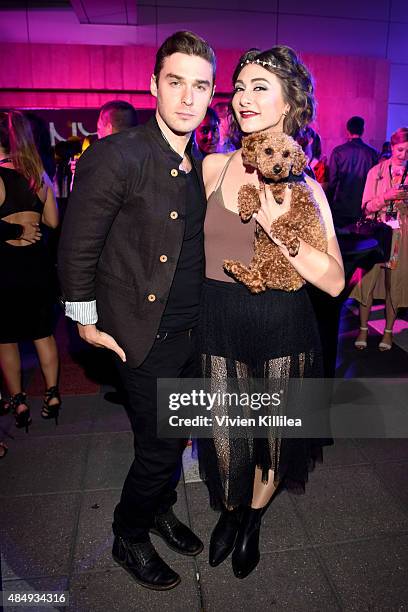 Singers Amy Renee Heidemann and Nicholas Louis "Nick" Noonan of Karmin and internet personality Gary the Dog attend the 4th Annual NYX FACE Awards at...