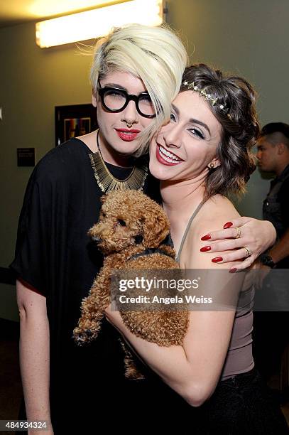 Whitney Fierce, singer Amy Renee Heidemann of Karmin and dog Gary attend the 4th Annual NYX FACE Awards at Club Nokia on August 22, 2015 in Los...