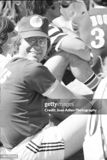 Singer, songwriter and actor John Denver attends the Kenny Rogers Golden Nugget celebrity softball game to aid the Nevada Special Olympics at UNLV...