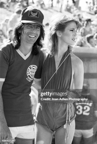 Singer, songwriter and musician Alice Cooper with his wife dancer Sheryl Goddard attend the Kenny Rogers Golden Nugget celebrity softball game to aid...