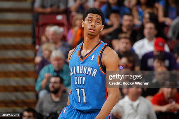 Jeremy Lamb of the Oklahoma City Thunder in a game against the Sacramento Kings on April 8, 2014 at Sleep Train Arena in Sacramento, California. NOTE...