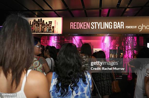 Guests wait in line for the Redken Styling Bar at the 4th Annual NYX FACE Awards at Club Nokia on August 22, 2015 in Los Angeles, California.