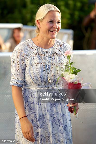 Crown Princess Mette-Marit of Norway takes part in Climate Pilgrimage on August 22, 2015 in Stromstad, Sweden.