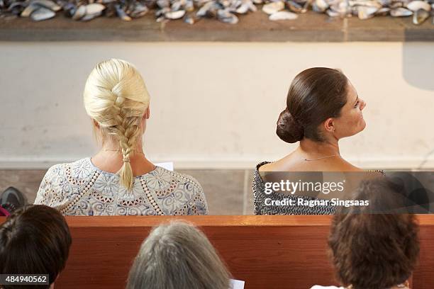 Crown Princess Mette-Marit of Norway and Crown Princess Victoria of Sweden take part in Climate Pilgrimage on August 22, 2015 in Stromstad, Sweden.