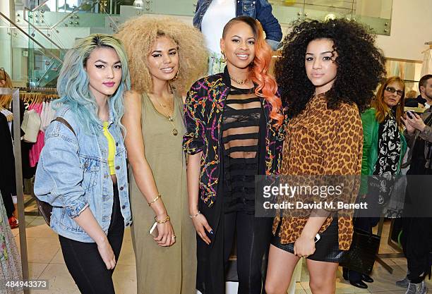 Asami Zdrenka, Jess Plummer, Amira McCarthy and Shereen Cutkelvin of Neon Jungle attend the French Connection #CantHelpMySelfie launch party at...