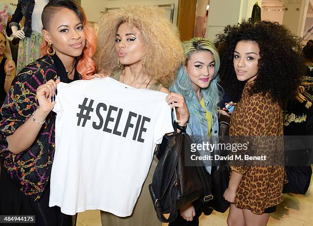 Amira McCarthy, Jess Plumber, Asami Zdrenka and Shereen Cutkelvin of Neon Jungle attend the French Connection #CantHelpMySelfie launch party at...