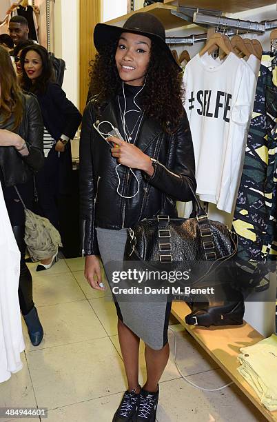 Cheyenne Carty attends the French Connection #CantHelpMySelfie launch party at French Connection Regent Street store on April 15, 2014 in London,...