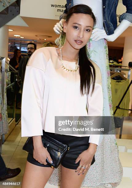 Leah Weller attends the French Connection #CantHelpMySelfie launch party at French Connection Regent Street store on April 15, 2014 in London,...