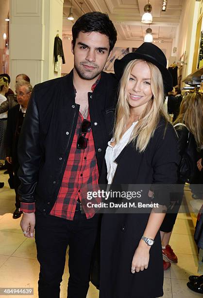 Sean Teale and Emma Lou attend the French Connection #CantHelpMySelfie launch party at French Connection Regent Street store on April 15, 2014 in...