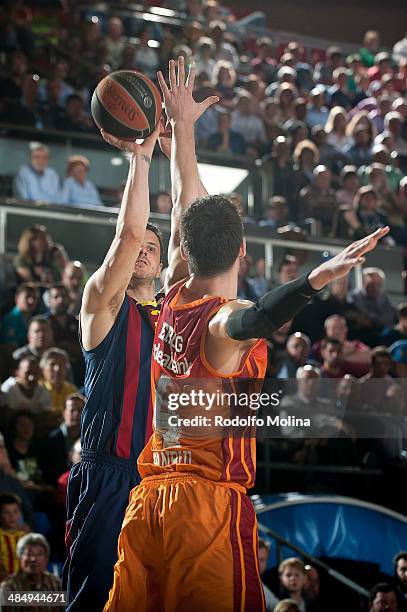 Bostjan Nachbar, #34 of FC Barcelona in action during the Turkish Airlines Euroleague Basketball Play Off Game 1 between FC Barcelona Regal v...