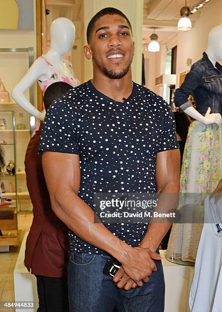 Anthony Joshua attends the French Connection #CantHelpMySelfie launch party at French Connection Regent Street store on April 15, 2014 in London,...