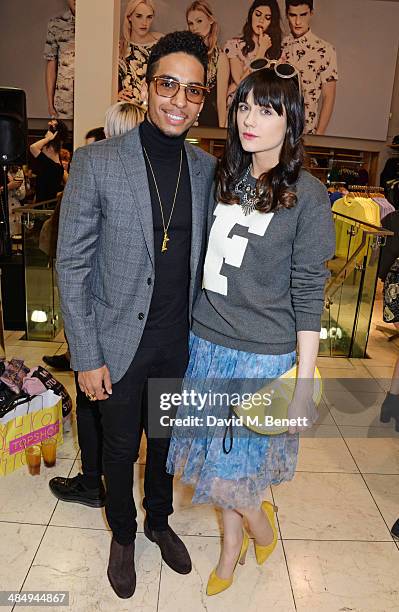 Troy the Magician and Lilah Parsons attend the French Connection #CantHelpMySelfie launch party at French Connection Regent Street store on April 15,...