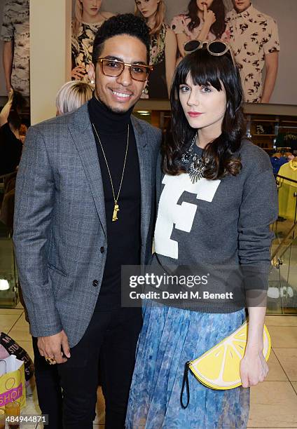Troy the Magician and Lilah Parsons attend the French Connection #CantHelpMySelfie launch party at French Connection Regent Street store on April 15,...