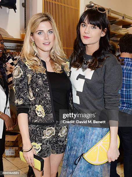 Ashley James and Lilah Parsons attend the French Connection #CantHelpMySelfie launch party at French Connection Regent Street store on April 15, 2014...