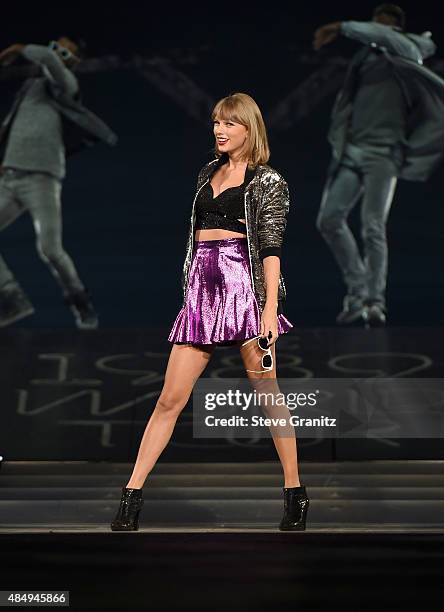 Singer-songwriter Taylor Swift performs onstage during Taylor Swift The 1989 World Tour Live In Los Angeles at Staples Center on August 22, 2015 in...