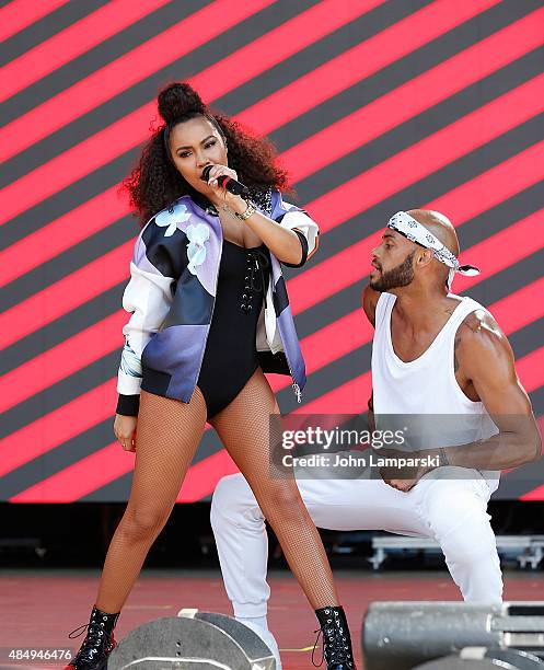 Leigh-Anne Pinnock of Little Mix performs at 2015 Billboard Hot 100 Music Festival - Day 1 at Nikon at Jones Beach Theater on August 22, 2015 in...