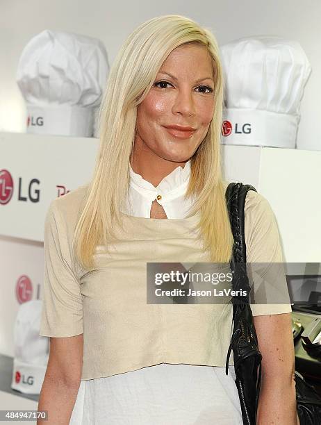 Tori Spelling attends the LG "Fam To Table" series at The Washbow on August 22, 2015 in Culver City, California.